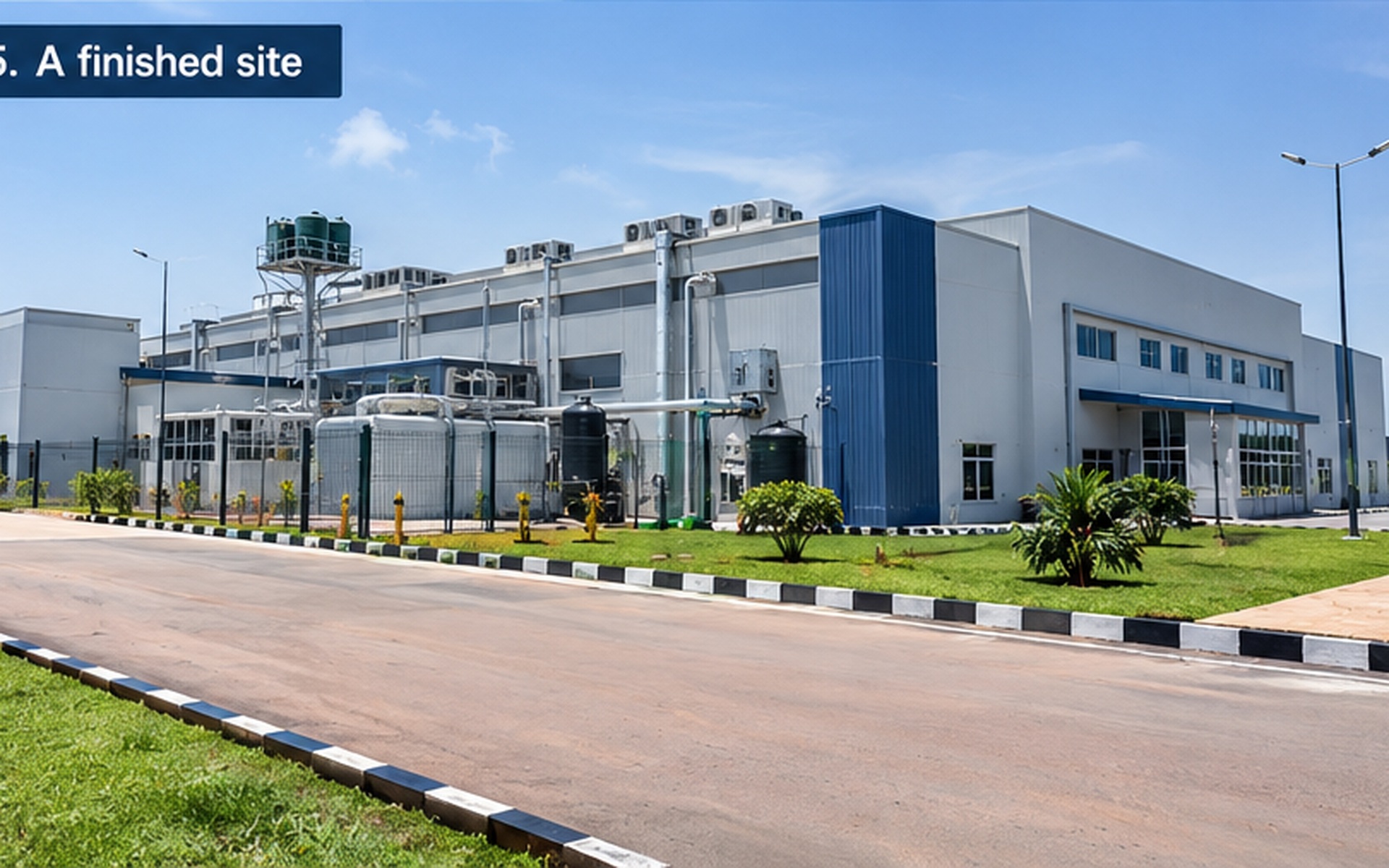 Modern industrial facility with installed mechanical systems